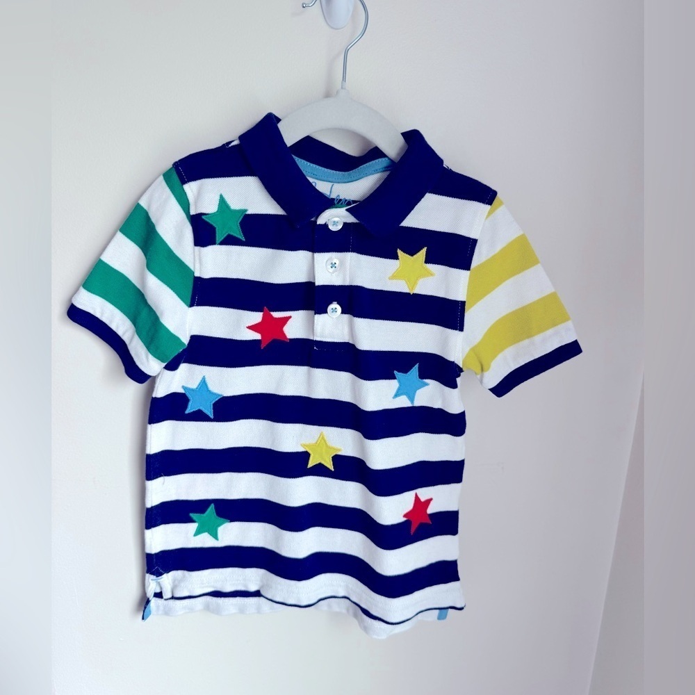 Boden Boys Colorful Embroidered Star Polo Size 3-4Y
